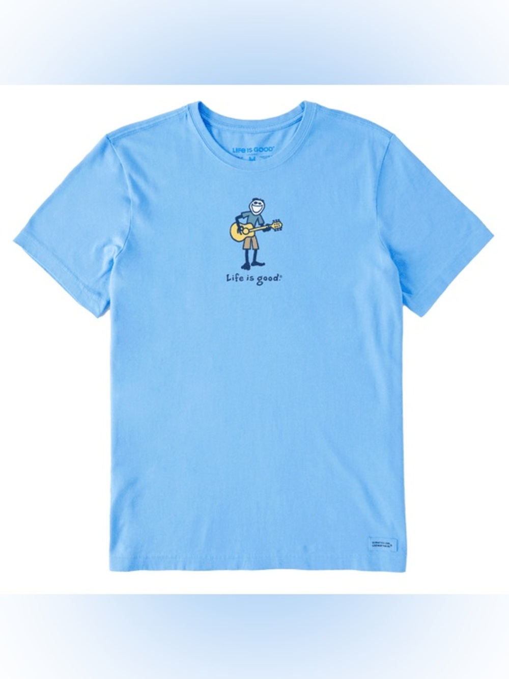 Life Is Good Cool Blue Men's Guitar Jake Crusher Tee Size XL